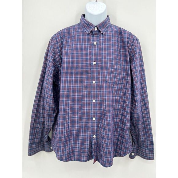 UNTUCKit Blue Plaid Wrinkle Free Button Up Dress Shirt Men's Size Large Cotton - Picture 2 of 12